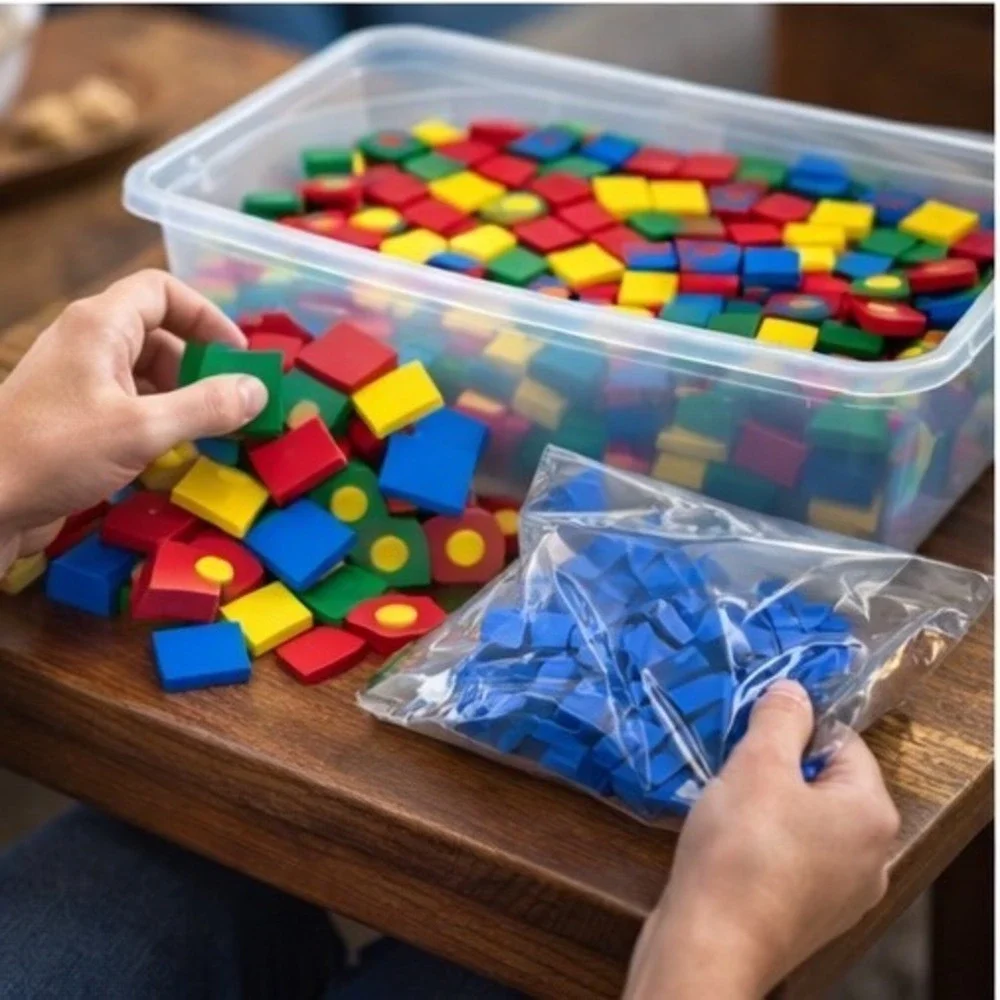 Vintage Harcourt Brace Math Manipulatives Attrilinks Color Tiles Learning Kit
